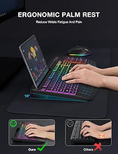 Load image into Gallery viewer, Wireless Keyboard and Mouse Combo, 9 Backlit Effects, Wrist Rest, Phone Holder, 2.4G Lag-Free Ergonomic Keyboards, Rechargeable Silent Cordless Set for Computer, Laptop, PC, Mac, Windows -SABLUTE