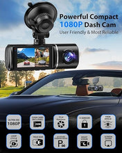 Load image into Gallery viewer, Dash Cam, 3 Channel Dash Cam, 1080P Dash Cam Front and Inside, Triple Dash Cam, Dash Camera with 32GB Card, HDR, G-Sensor, 24Hr Parking, Front Rear Dash Cam Loop Recording