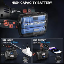 Load image into Gallery viewer, LED Rechargeable Headlamp, 990,000 Lumens Super Bright Head Lamp with 5 Modes, 90°Adjustable, USB Rechargeable, Waterproof LED Headlamps for Adults Camping, Hiking, Climbing (2 Pack)