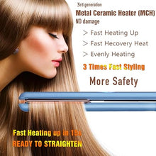 Load image into Gallery viewer, NITION Nano Titanium Hair Straightener 1" Heating Plate Smooth Straightening Flat Iron for Hair. LCD 265-450°F Adjustable for All Hair Type. Travel Pouch Bag Included. MCH Fast Heating Up. Blue