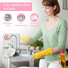 Load image into Gallery viewer, Electric Lunch Box, Food Warmer Heater 12V 24V 110V, 80W Faster Heated Lunch Box for Car/Truck/Home Portable Heating Boxes with 1.5L 304 SS Container Fork & Spoon, White+Pink