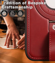 Load image into Gallery viewer, Capture Grip Loop Magnetic Stand for iPhone 16 Pro Max Case with Screen Protector, Protective iPhone 16 Pro Max Case Leather,Compatible with MagSafe,Built-in Kickstand,for Men Women, Burgundy