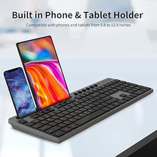 Load image into Gallery viewer, Wireless Keyboard and Mouse Combo, MARVO 2.4G Ergonomic Wireless Computer Keyboard with Phone Tablet Holder, Silent Mouse with 6 Button, Compatible with MacBook, Windows (Grey)