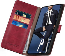 Load image into Gallery viewer, SUANPOT Compatible with iPhone 16 Pro Max 6.9" Wallet case with RFID Blocking Credit Card Holder,Flip Book PU Leather Protective Cover Women Men for Apple 16 Pro Max Phone case Red