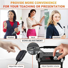 Load image into Gallery viewer, Voice Amplifier Wireless Microphone for Teachers 30W Bluetooth 5.0 Portable Pa System with Echo,FM, REC,TWS, Headset Mic and Speaker Supports USB/TF Card/Aux for Classroom,Singing,Public Speaking