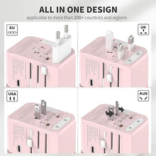 Load image into Gallery viewer, EPICKA Universal Travel Adapter, International Power Plug Adapter with 3 USB-C and 2 USB-A Ports, All-in-One Worldwide Wall Charger for USA EU UK AUS (TA-105C, Pink)