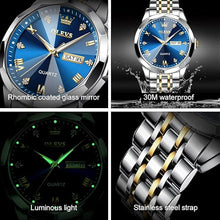 Load image into Gallery viewer, OLEVS Mens Watches Large Face Watch for Men Casual Stainless Steel Diamond Analog Quartz Waterproof Date Dress Men's Wrist Watch…