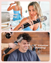 Load image into Gallery viewer, Terviiix 4-in-1 Hot Air Rotating Blow Dryer Brush Kit – 1000W with Rotatable Round Brushes (2 Sizes), Oval Volumizer, and Diffuser – Ideal for Curly Hair, with Arthritis-Friendly Big Buttons, Black