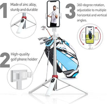 Load image into Gallery viewer, 62" Phone Tripod & Selfie Stick for Golf Training, Extendable Cell Phone Tripod Stand with Wireless Remote and Phone Holder, Golf Training Aid - Compatible with iPhone Android Phone(White)