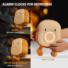 Load image into Gallery viewer, QANYI Plush Toy Night Light Alarm Clock for Kids, Multiin-one Cozy Toast Plushies Bed Clock with Dual Alarm and Snooze, Dimmable Bed Lamp Birthday Gifts Ideal for Children Teens Girls Boys Women