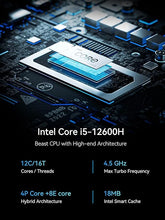 Load image into Gallery viewer, MINISFORUM NAB6 Lite Mini PC 12th Gen Core i5-12600H(12C/16T) HDMI×2+USB-C×2 4K@60Hz Outputs Mini Computer, 16GB RAM 512GB SSD with HDD Slot, Intel Iris Xe Graphics Desktop Computer