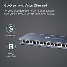 Load image into Gallery viewer, TP-Link 16 Port Gigabit Ethernet Network Switch, Desktop/ Wall-Mount, Fanless, Sturdy Metal w/ Shielded Ports, Traffic Optimization, Unmanaged (TL-SG116) Black