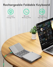 Load image into Gallery viewer, Samsers Foldable Bluetooth Keyboard with Touchpad Portable Wireless Keyboard with Stand Holder, Rechargeable Full Size Ultra Slim Pocket Folding Keyboard for Android Windows iOS Tablet & Laptop-Gray