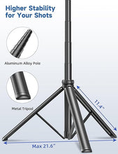 Load image into Gallery viewer, 75" Phone Tripod, Selfie Stick Tripod with Remote and Phone Holder, Extendable Tripod for iPhone, Aluminum Cell Phone Tripod Stand 360° Rotation Travel Tripod Compatible with iPhone Android, GoPro