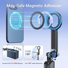 Load image into Gallery viewer, Magnetic Phone Tripod Selfie Stick, 40.9" Extendable Cell Phone Tripod Stand for iPhone 16 15 14 13 12 MagSafe Phone Case with Phone Clamp & Wireless Remote for Selfie Vlogging Video Recording-White