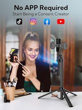 Load image into Gallery viewer, Auto Face Tracking Tripod for Smartphones,70“ Cell Phone Tripod w/LED Light,Selfie Stick for iPhone w/Remote Control,Phone Holder Video Recording for YouTube, TikTok Live-streaming(UTK-02)