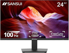 Load image into Gallery viewer, SANSUI Monitor 24 Inch 100Hz PC Monitor, HDMI VGA Ports VESA Mount, FHD Computer Monitor Ultra-Slim Ergonomic Tilt Eye Care for Home Office (ES-24F2, HDMI Cable Included)