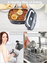 Load image into Gallery viewer, Buddew Electric Lunch Box 80W Food Heater for Adults, 12/24/110V Portable Lunch Warmer Upgraded Heated Lunch Box for Car/Truck/Office with SS Fork&Spoon and Insulated Carry Bag (White)