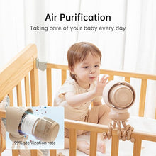 Load image into Gallery viewer, JISULIFE Stroller Fan Large, Battery Baby Crib Fan, Portable Desk Car Seat Camping Fan with 5 Speeds, Air Purify and Air Turbo Tech, Bladeless, Food-Grade Gifts for Outdoor, Treadmill, Golf - Brown