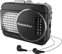 Load image into Gallery viewer, Studebaker Walkabout II Walkman Personal Stereo Cassette Player with AM/FM Radio and Built-in Speaker (Black/Silver)