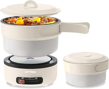 Load image into Gallery viewer, HYTRIC Electric Cooker, 2L Portable Electric Cooker with Foldable Handle, Non-Stick Electric Cooker with Dual Power Control for Camp, Dorm, Multi-Function Ramen Cooker for Oatmeal, Steak, Pasta,
