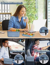 Load image into Gallery viewer, Monteka Electric Lunch Box Food Heater, Upgrade 100W High Power Portable Food Warmer, Heated Lunch Box for Adults Car/Home with 1.8L Removable Stainless Steel Container, 12V/24V/110V/220V, Blue