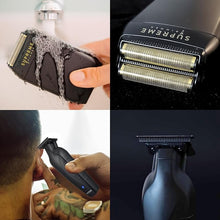 Load image into Gallery viewer, Supreme Trimmer Vader Trimmer & Crunch Foil Shaver Barber Haircutting Kit | Professional DLC T-Blade Beard Trimmer ST3778 & STF602 Waterproof IPX6 Shaver Set | Black