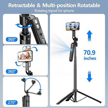 Load image into Gallery viewer, Auto Face Tracking Tripod 360° Rotation with Stand, 70.9" Motion Sensor Phone Tripod Stand, No App, Gesture Control, Smart Face Body Auto Tracking Selfie Stick Tripod for Video/Live Streaming