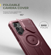 Load image into Gallery viewer, Dexnor for Samsung Galaxy S25 Plus Case with Camera Cover & Adjustable Kickstand & Built-in Screen Protector, Magnetic Rugged Shockproof Bumper Cases Heavy-Duty Protective Cover (2025),Maroon Red