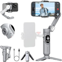 Load image into Gallery viewer, Gimbal Stabilizer for Smartphone,3-axis Gimbal Anti-Shake for iPhone 15/14/13 Pro Android w/Built-in LED Light,1/4" Threads,Portable Phone Gimbal Vlogging for TikTok,Live-Stream-Smart X Grey