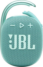 Load image into Gallery viewer, JBL Clip 4, Teal - Portable Bluetooth 5.1 Speaker - Up to 10 Hours of Play - Waterproof & Dust Resistant - Includes Noise & Echo-Canceling Speakerphone