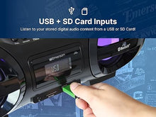 Load image into Gallery viewer, Emerson EPB-3005 Retro Portable Boombox CD Player, Cassette, AM/FM Radio, Bluetooth, USB, LED Display, Aux-in, Headphone Jack, Battery or AC Powered, Classic Entertainment for Home & Outdoors