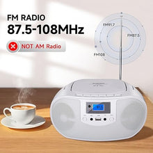 Load image into Gallery viewer, Gelielim CD Player Boombox, FM Radio with Bluetooth, Remote Control, Portable CD Players for Home with Headphone, Mic Jack, Disco Light Support CD-R/RW/MP3, USB, Presents for Elder