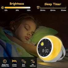 Load image into Gallery viewer, Kids Alarm Clock for Bedroom Decor, Ok to Wake Digital Clock for Toddlers with Sunrise & Moon, White Noise Sound Machine & Night Light for Girl/Boy, Children Sleep Trainer (Yellow) Mini