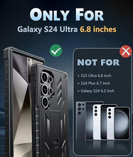 Load image into Gallery viewer, FNTCASE for Samsung Galaxy S24-Ultra Case: Military Grade Drop Proof Protection Cases with Kickstand | Shockproof Rugged Hard Phonecase Heavy Duty Matte Textured Protective Cover - 6.8 Inch Black