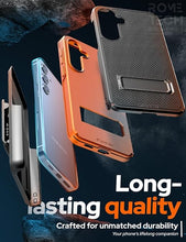 Load image into Gallery viewer, for Samsung Galaxy S25 Compatible with MagSafe Magnetic Heavy Duty Slide Hip Phone Cover with Kickstand for Galaxy S25 - Black & Orange