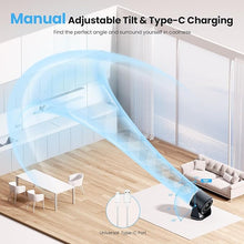 Load image into Gallery viewer, WSKEN Desk Fan with Battery Operated, Quiet Digital Display Portable Fan for Office, Bedroom, Kitchen, Home, Outdoor, 100 Speeds 115° Tilt Small Travel Camping Table Fan,Bluish Black