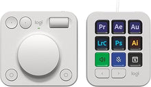 Load image into Gallery viewer, Logitech MX Creative Console - 9 Customizable LCD Keys, Control Dial for Graphic Design, Video Editing, Control Adobe, Zoom, Spotify and more - Pale Grey, With 3-months Adobe Creative Cloud membership