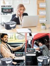 Load image into Gallery viewer, Buddew Electric Lunch Box 80W Food Heater for Adults, 12/24/110V Portable Lunch Warmer Upgraded Heated Lunch Box for Car/Truck/Office with SS Fork&Spoon and Insulated Carry Bag (White)