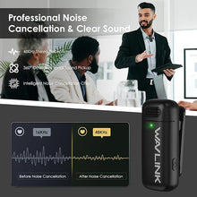 Load image into Gallery viewer, WAVLINK Wireless Lavalier Microphone for iPhone Android Vlog, Clip on Lapel Mic System & Lightning & USB-C Inputs & Battery Case for YouTube Facebook Live, Video Recording(1*TX+1*RX)
