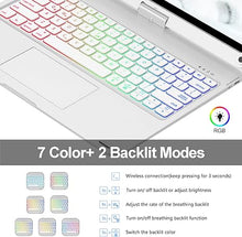 Load image into Gallery viewer, Swivel Wireless Keyboard Case for iPad Pro 12.9 (6th/5th/4th/3rd Gen), Rainbow Backlits & Multi-Touch Trackpad, Magic 360° Rotatable Protective Keyboard Cover with Pencil Holder, Thin & Light-Silver