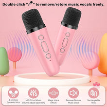 Load image into Gallery viewer, JYX Mini Karaoke Machine for Kids, Portable Bluetooth Karaoke Speaker Unpowered Cabinets with 1 Wireless Microphones and Party Lights and Adults, Birthday Gifts for Girls Boys Family Home Party(Pink)