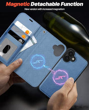 Load image into Gallery viewer, OCASE for iPhone 16 Case Detachable Wallet Case with Card Holder, 2 in 1 Pu Leather Flip Folio with RFID Blocking Stand Wrist Strap Shockproof Phone Cover 6.1 Inch 2024, Light Blue