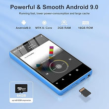 Load image into Gallery viewer, 80GB MP3 Player with Spotify Kids, SWOFY M503 Pro MP3 & MP4 Player with Bluetooth and WiFi, Audible, 4" Touch Screen Portable Music Player Amazon Music Up to 512GB Blue