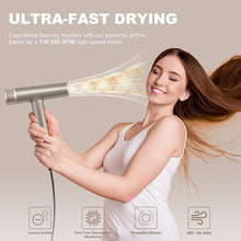 Load image into Gallery viewer, YAPOY Professional Hair Dryer with Diffuser Fast Drying 200 Million Ionic Blow Dryer with 110, 000 RPM High-Speed No Heat Damage Intelligent Thermo-Control Low Noise, Silver