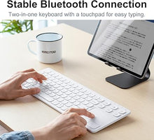 Load image into Gallery viewer, SANWA Multi Device Bluetooth Keyboard with Touchpad, Rechargeable Keypad with Trackpad for Laptop Desktop Computer PC iPad/iPhone Tablet, Compatible with MacBook, Windows, Android, iOS, White