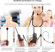 Load image into Gallery viewer, Bietrun UHF Wireless Microphone Headset, 165ft Range, Working Time 6H, 1/4''Plug, Wireless Headset Mic ?Handheld Mic 2 in 1, for Karaoke Speaker, Amplifier, Mic Speakers, PA System, Teaching, Fitness