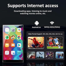 Load image into Gallery viewer, MP3 Player with Bluetooth and WiFi, 3GB RAM 32GB ROM Up to 512 GB, 4" Touch Screen, Parental Control, GMS, Android MP4 Player Compatible with Spotify, Audible, Music, FM, E-Book, Educational, Games