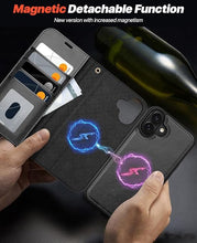 Load image into Gallery viewer, OCASE for iPhone 16 Plus Case Detachable Wallet Case with Card Holder, 2 in 1 Pu Leather Flip Folio with RFID Blocking Stand Wrist Strap Shockproof Phone Cover 6.7 Inch 2024, Graphite