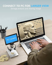 Load image into Gallery viewer, 7'' Digital Microscope 1200X,Dcorn 12MP 1080P Photo/Video Microscope for Adults Soldering Coins,Metal Stand,Wired Remote,10 LED Fill Lights,PC View,Windows/Mac Compatible